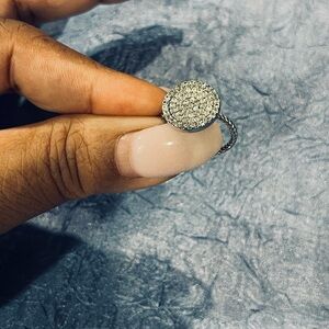 Elegant Silver Tone Pave Ring